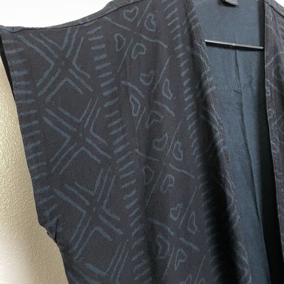 Dairi Fashions Knit Cardigan Sweater Black Moroccan Tribal Long Slits Womens OS - Picture 5 of 9